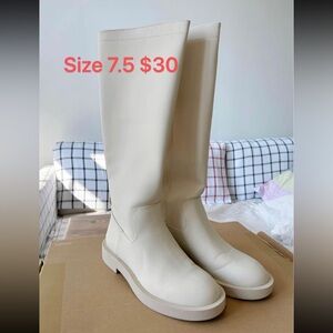 Zara white knee high boots